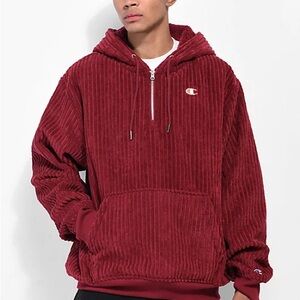 Champion Hi Pile Cardinal Corduroy Fleece Hoodie